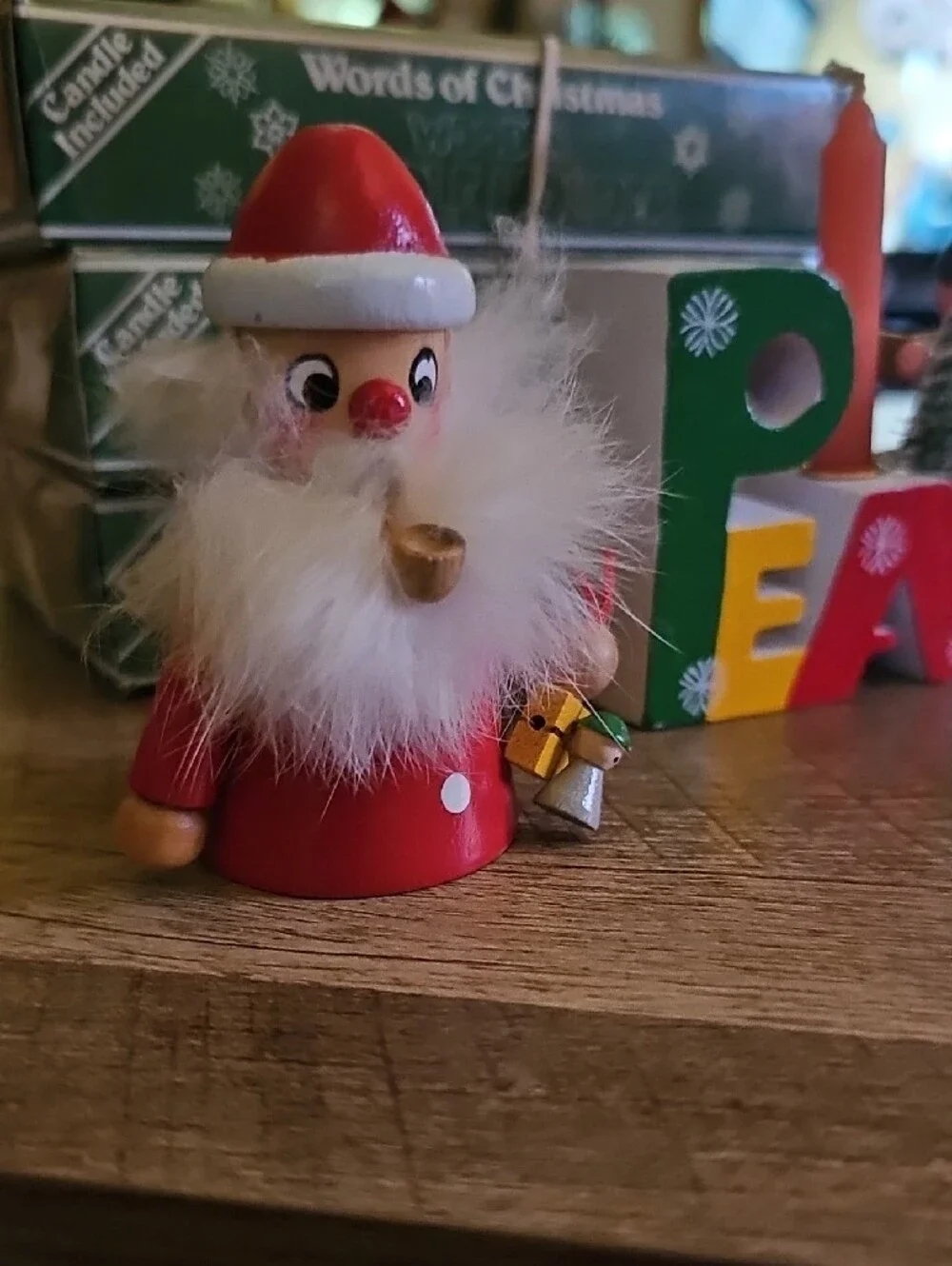 VTG 'Words of Christmas' Holiday Letter Candles PLUS Santa